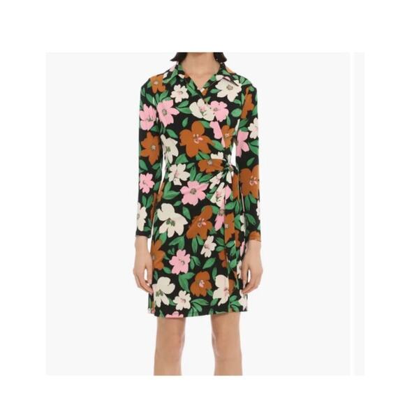 NWT Donna Morgan Long Sleeve Floral Wrap Dress Size 12 - Picture 2 of 7